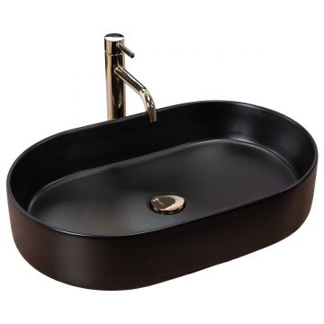 Lavoar pe blat, ceramic, Rea Nadia, 61 cm, negru mat