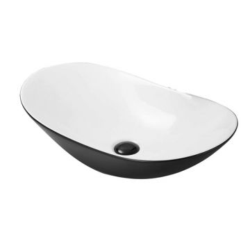 Lavoar pe blat, Fluminia, My Night, oval, 60.5 x 36 cm, alb-negru lucios