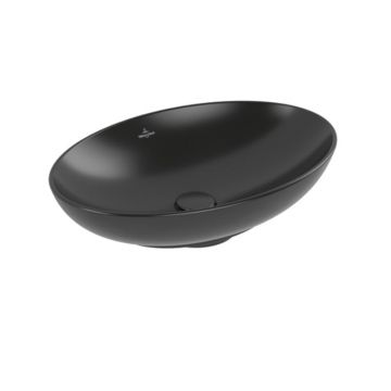 Lavoar pe blat, Villeroy & Boch, Loop & Friends, oval, 62 cm, negru mat