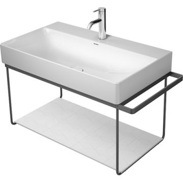 Consola metalica suspendata pentru lavoar Duravit DuraSquare 865x451mm cu port-prosop reversibil fara raft negru mat