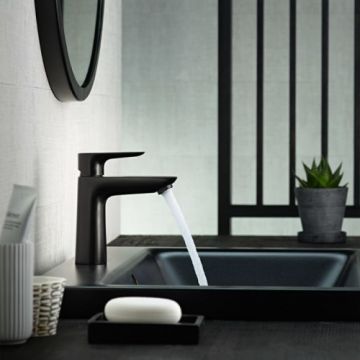 Baterie lavoar Hansgrohe Talis E 110, negru, cu ventil - Culoare Negru