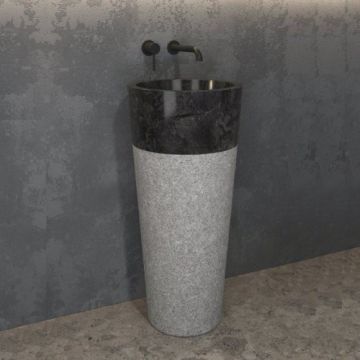 Lavoar freestanding Karag Bora Nero din piatra, 40x90 cm - Dimensiune 40x90 cm