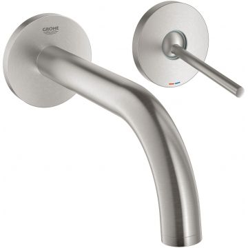 Baterie lavoar Grohe Atrio din 2 elemente pipa 185mm de perete necesita corp ingropat supersteel