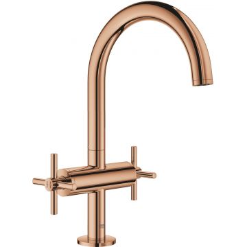 Baterie lavoar Grohe Atrio L cu dubla comanda manere in cruce warm sunset