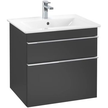 Dulap baza suspendat Villeroy&Boch Venticello 603x590x502 mm cu doua sertare negru mat lacuit