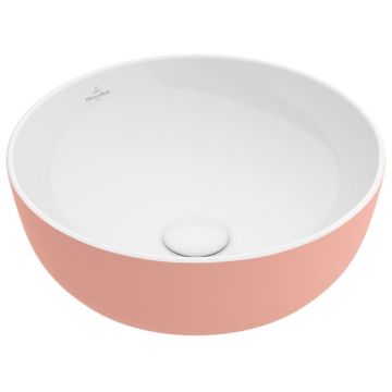 Lavoar tip bol Villeroy & Boch Artis 43cm fara orificiu baterie fara preaplin montare pe blat Powder