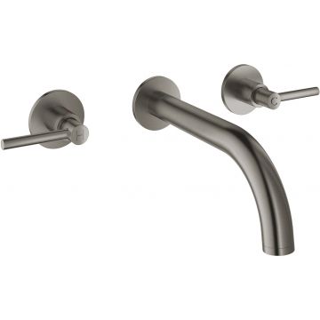 Baterie lavoar Grohe Atrio S din 3 elemente  180mm  de perete  necesita corp ingropat  brushed hard graphite