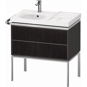 Dulap baza pe pardoseala Duravit Aurena 784 x 492mm pentru lavoar cu doua sertare orientare stanga inclus portprosop riflaj Ebony mat