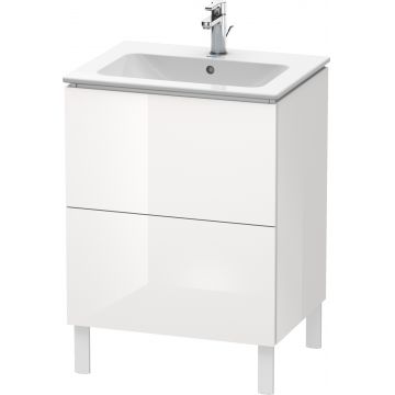 Dulap baza pe pardoseala Duravit L-Cube cu doua sertare 62cm alb lucios