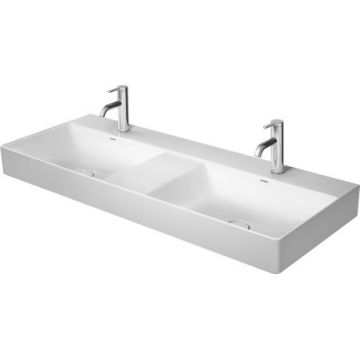 Lavoar dublu Duravit DuraSquare Double 120x47cm WonderGliss fara preaplin cu capac ceramic pentru ventil inclus alb