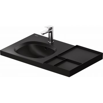 Lavoar Duravit Aurena 80x50cm HygieneGlaze Plus montare pe mobilier orientare stanga ventil ceramic inclus negru mat