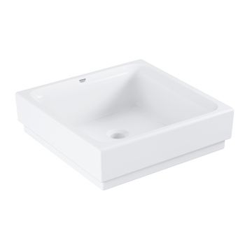 Lavoar tip bol Grohe Cube Ceramic 40cm fara orificiu baterie PureGuard alb