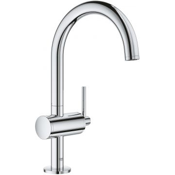 Baterie lavoar Grohe Atrio L cu pipa inalta ventil click-clack crom