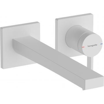 Baterie lavoar Hansgrohe Tecturis E din 2 elemente de perete pipa 22.5cm alb mat