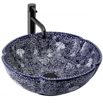 Lavoar ceramic pe blat Rea Sevilla, 42.5 cm, multicolor