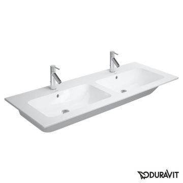 Lavoar dublu Duravit ME by Starck 130x49cm montare pe mobilier 2 orificii baterie alb