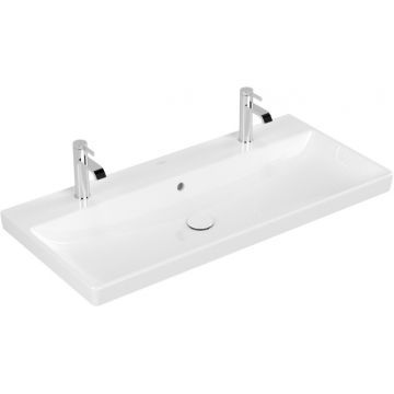 Lavoar dublu Villeroy&Boch Avento 100cm cu preaplin montare pe mobilier alb Alpin