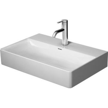 Lavoar Duravit DuraSquare Compact 60x40cm fara preaplin montare pe mobilier cu capac ceramic pentru ventil inclus alb