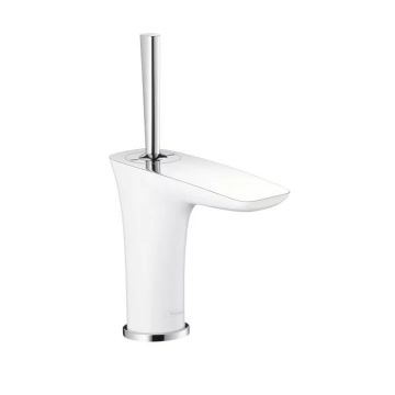 Baterie lavoar Hansgrohe. PuraVida, cu ventil Push-to-Open, alb/crom