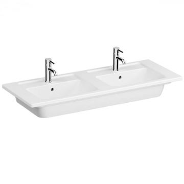 Lavoar dublu chiuveta baie dubla tip vanity, cu 2 orificii pentru baterie, orificiu preaplin 120 cm 7038B003-0001