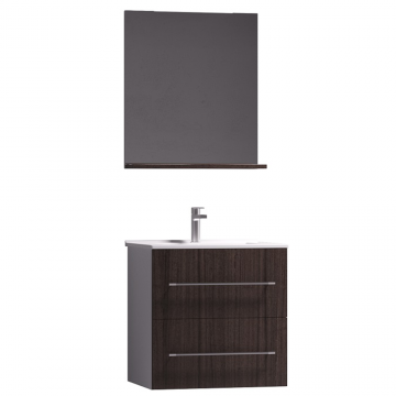 Mobilier baie suspendat Badenmob 054B, masca, lavoar, oglinda cu polita, wenge